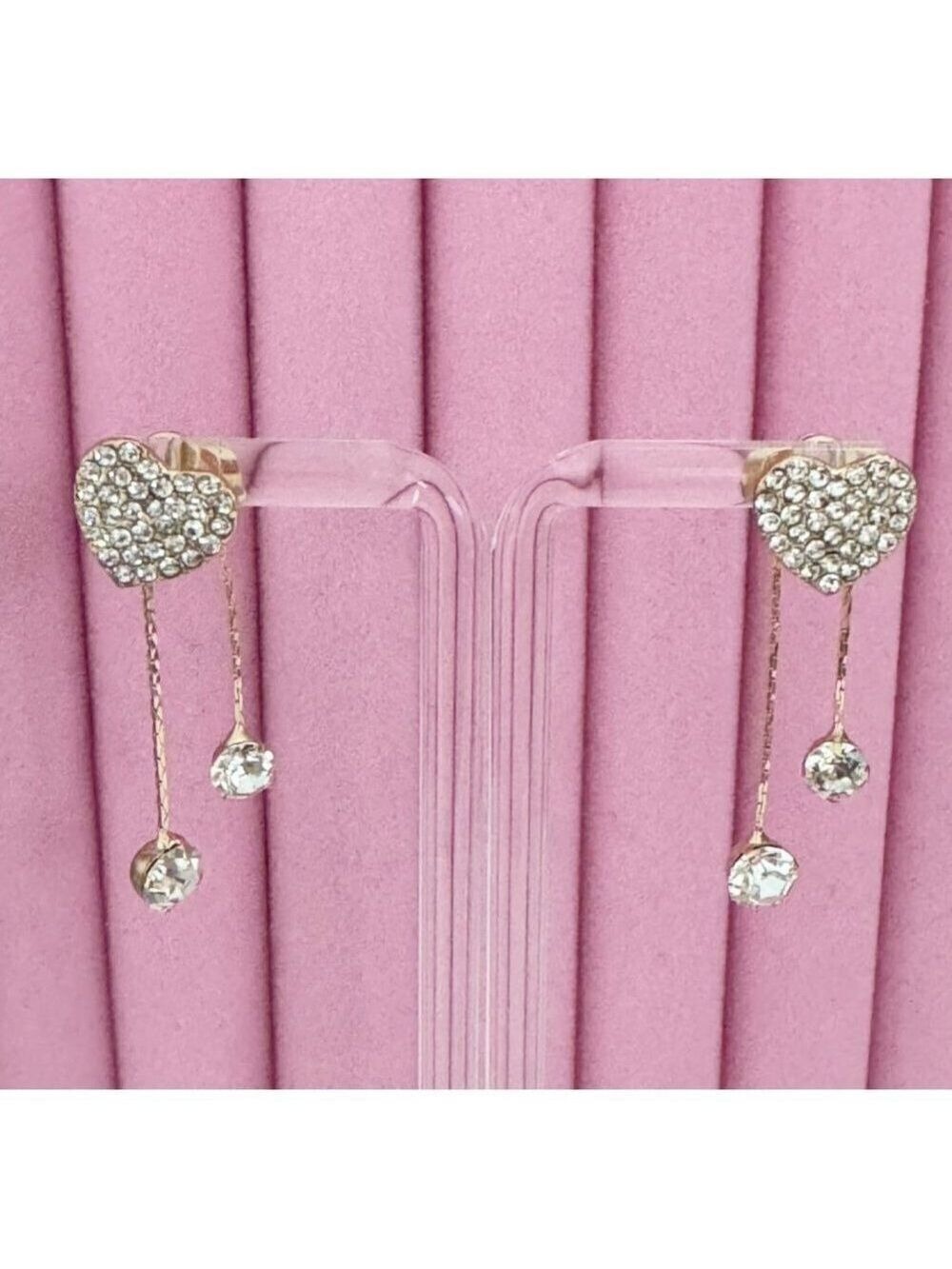 Heart Drop Dangle Stud Earrings Zircon Tassel Elegant/Classic
